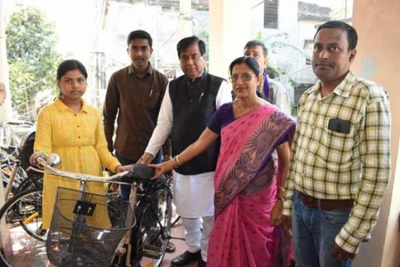 Bicycles distributed among girl students Bicycles distributed among girl students